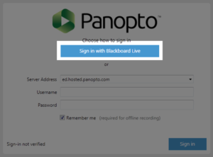 Sign in with Blackboard Live button