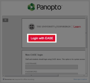 Log in with EASE button